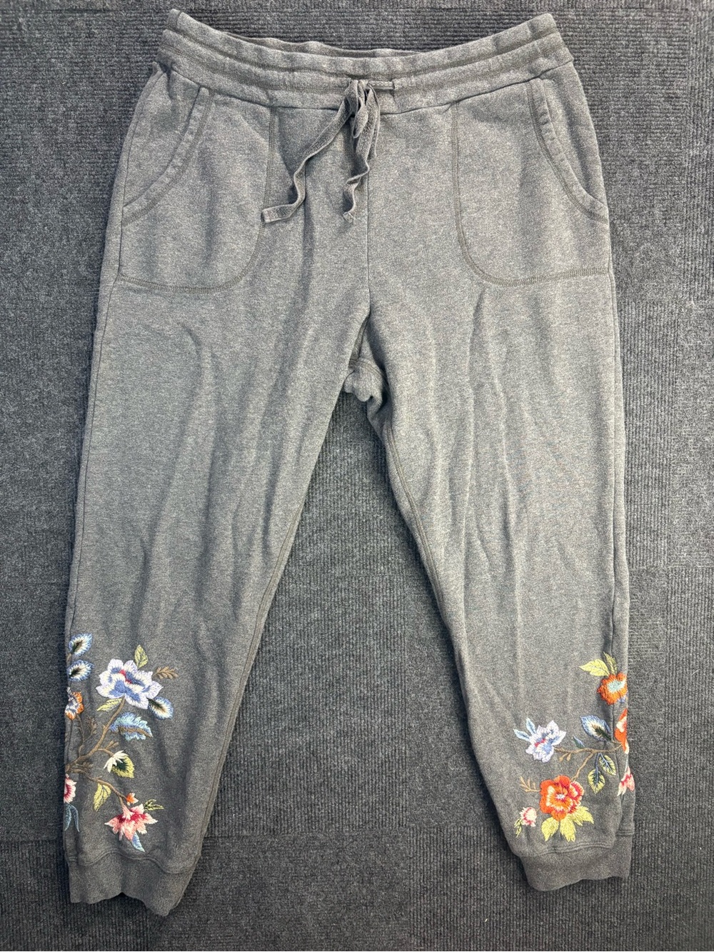 Johnny Was Embroidered Floral Jogger Lounge Pants Boho Size Large